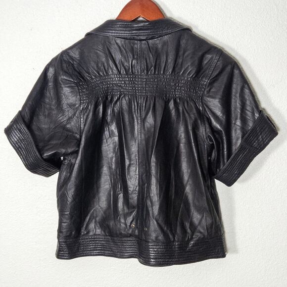 Mike & Chris Cropped Leather Jacket Black Size XS Urban Streetwear - Picture 2 of 11
